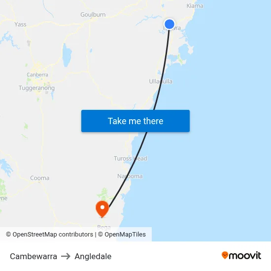 Cambewarra to Angledale map