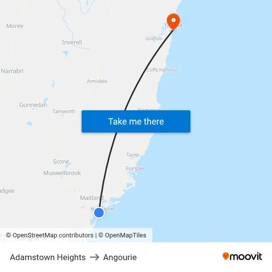 Adamstown Heights to Angourie map