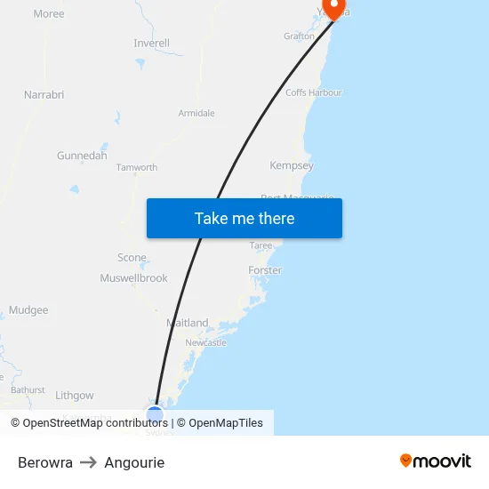 Berowra to Angourie map