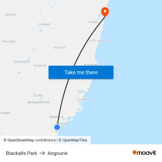Blackalls Park to Angourie map