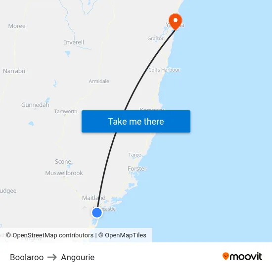Boolaroo to Angourie map