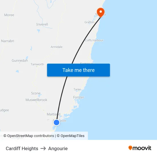 Cardiff Heights to Angourie map