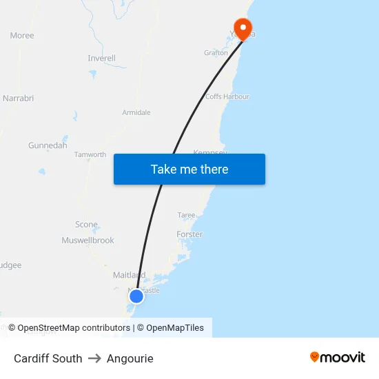 Cardiff South to Angourie map