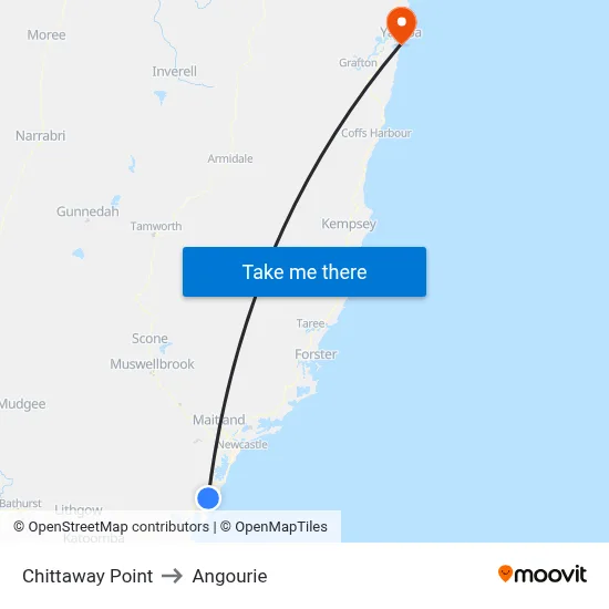 Chittaway Point to Angourie map