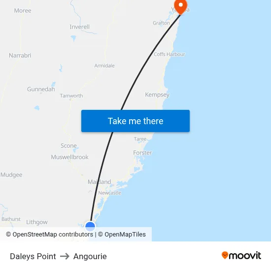 Daleys Point to Angourie map