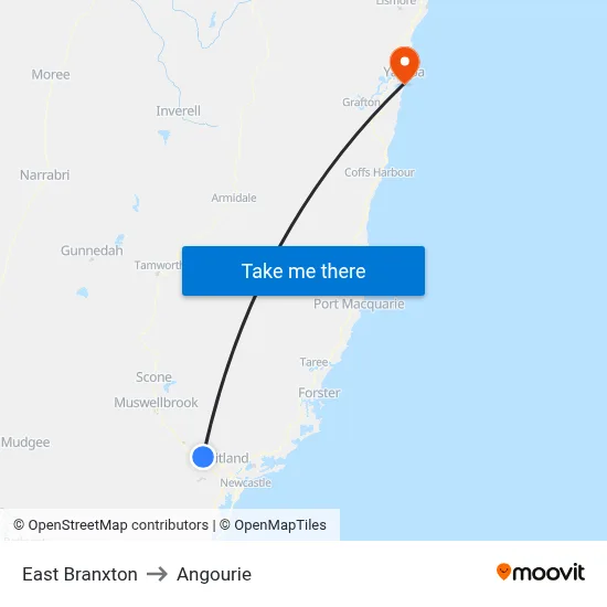 East Branxton to Angourie map