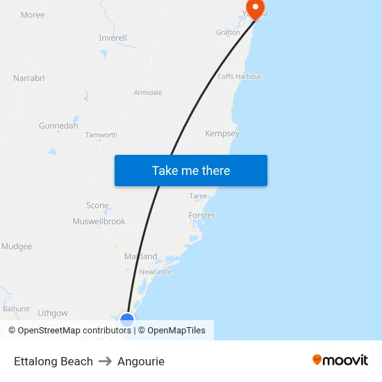 Ettalong Beach to Angourie map