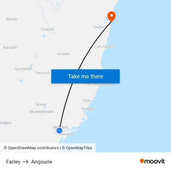 Farley to Angourie map