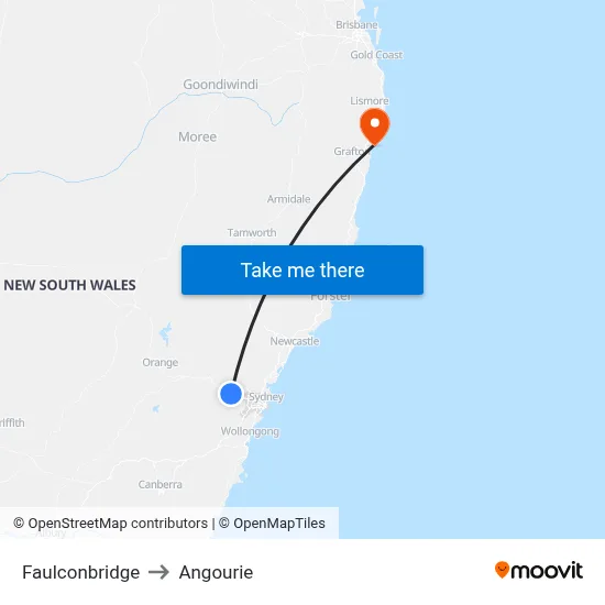 Faulconbridge to Angourie map