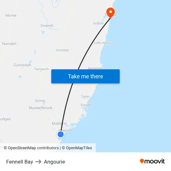 Fennell Bay to Angourie map