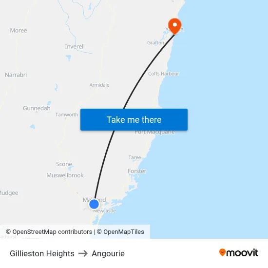 Gillieston Heights to Angourie map