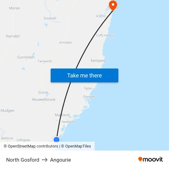 North Gosford to Angourie map