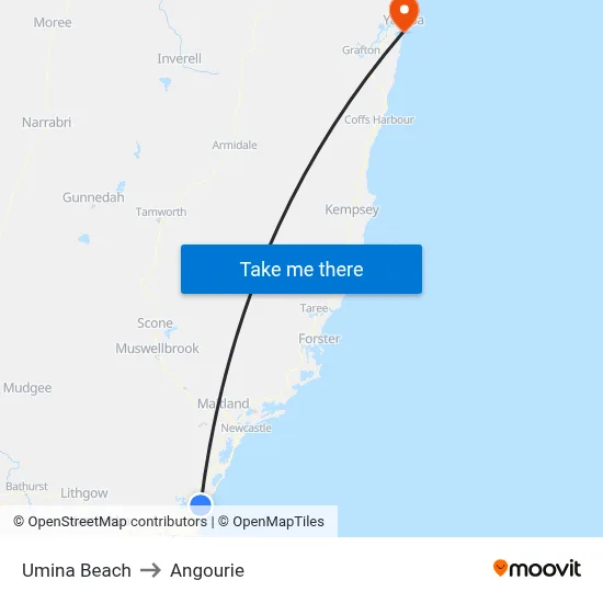 Umina Beach to Angourie map