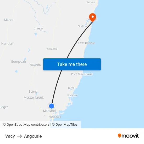 Vacy to Angourie map