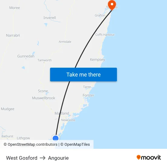 West Gosford to Angourie map