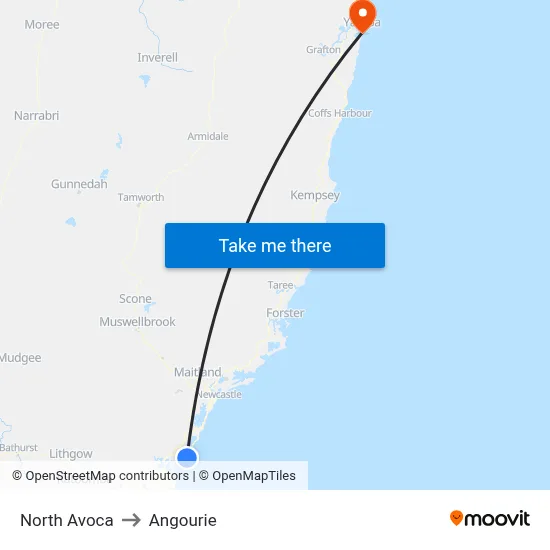 North Avoca to Angourie map