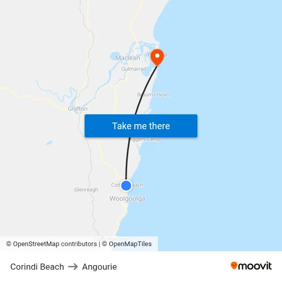 Corindi Beach to Angourie map