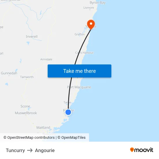 Tuncurry to Angourie map