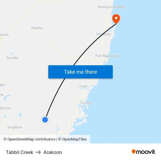 Tabbil Creek to Arakoon map