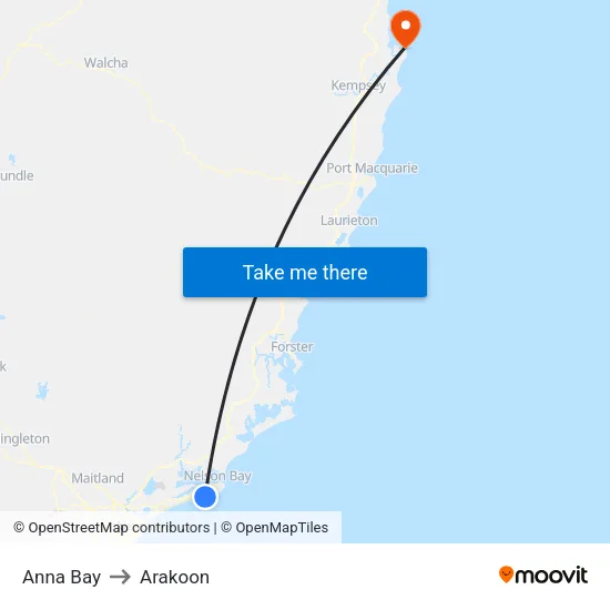 Anna Bay to Arakoon map