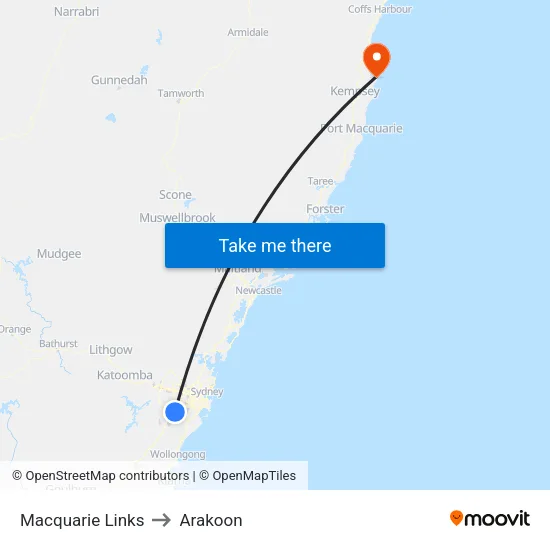 Macquarie Links to Arakoon map