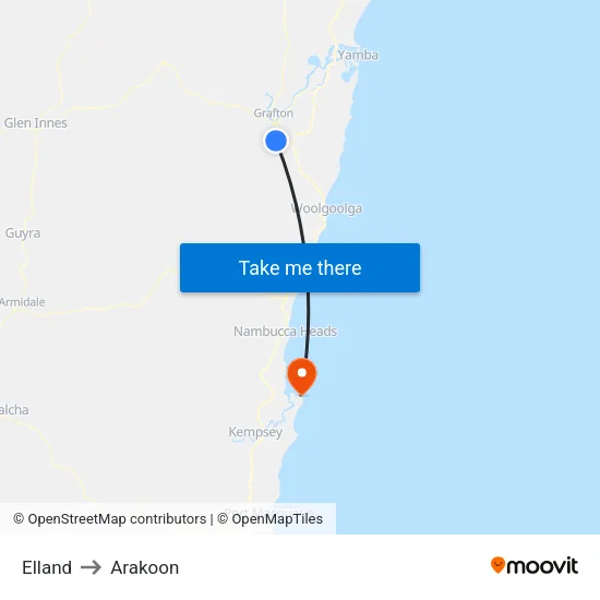 Elland to Arakoon map