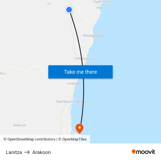 Lanitza to Arakoon map