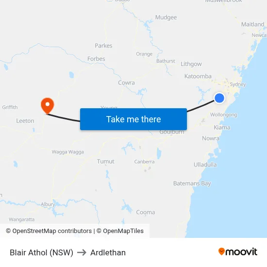 Blair Athol (NSW) to Ardlethan map