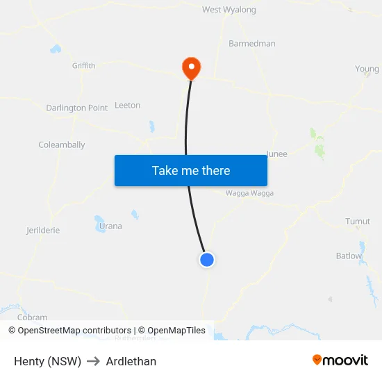 Henty (NSW) to Ardlethan map