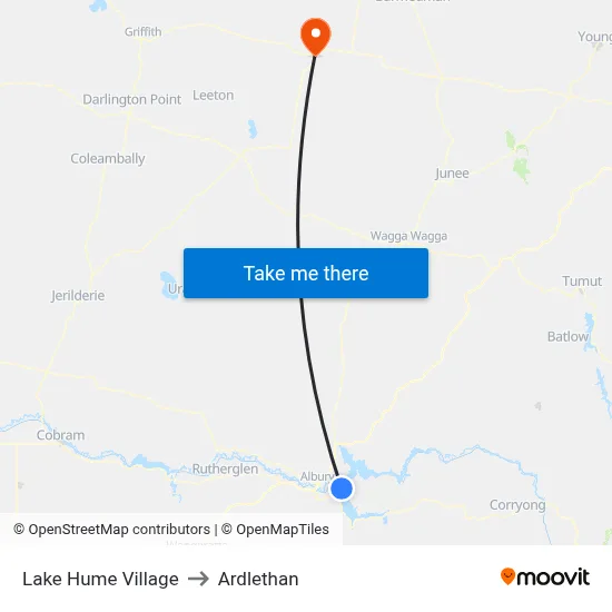 Lake Hume Village to Ardlethan map