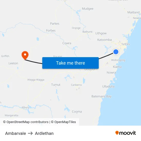 Ambarvale to Ardlethan map