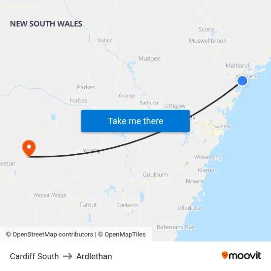 Cardiff South to Ardlethan map
