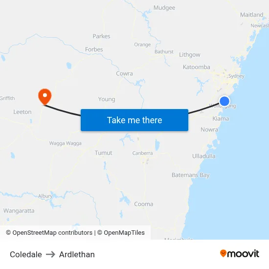 Coledale to Ardlethan map