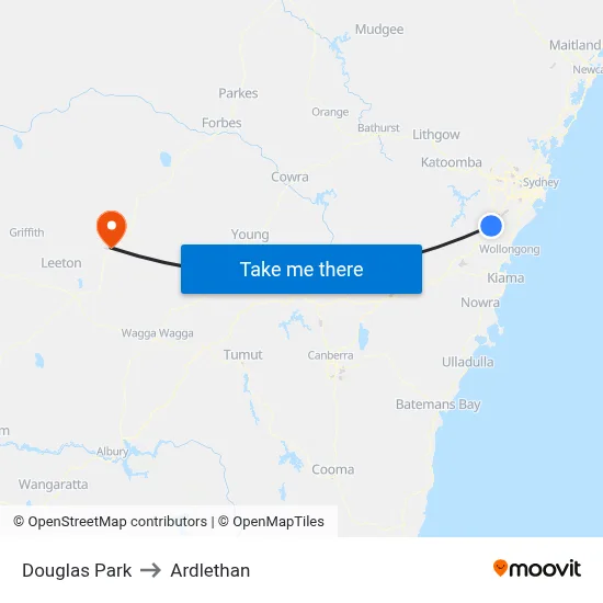 Douglas Park to Ardlethan map