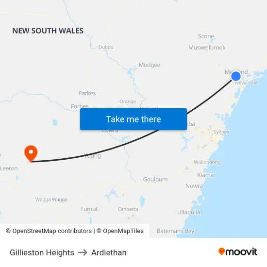 Gillieston Heights to Ardlethan map