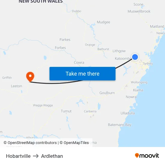 Hobartville to Ardlethan map