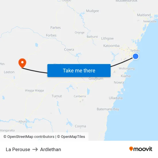 La Perouse to Ardlethan map