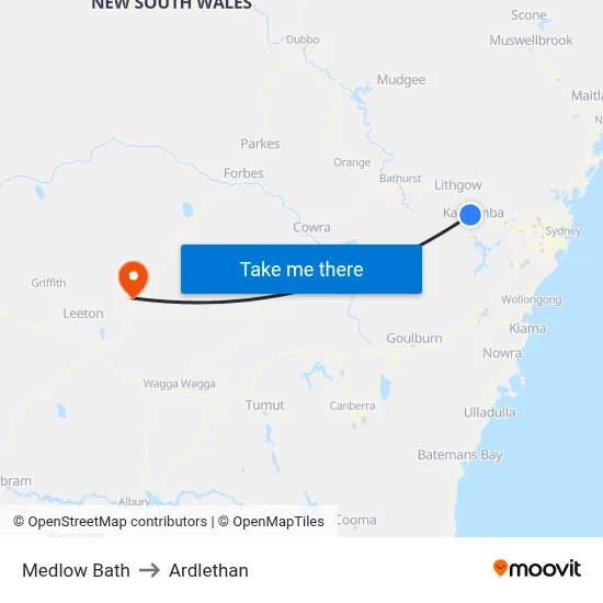 Medlow Bath to Ardlethan map