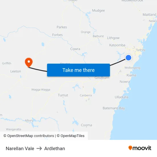 Narellan Vale to Ardlethan map