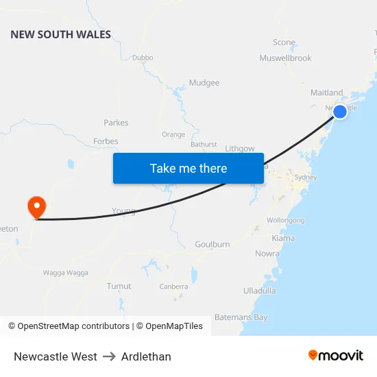 Newcastle West to Ardlethan map