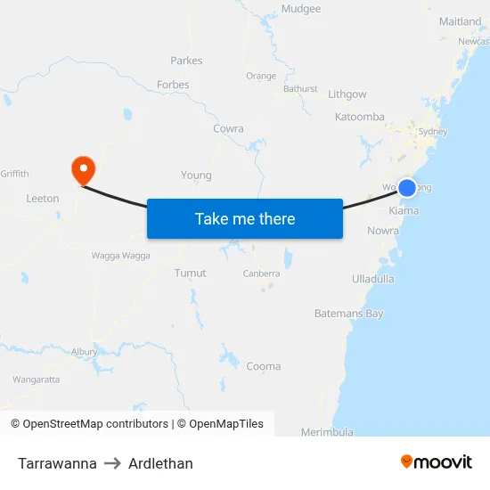 Tarrawanna to Ardlethan map