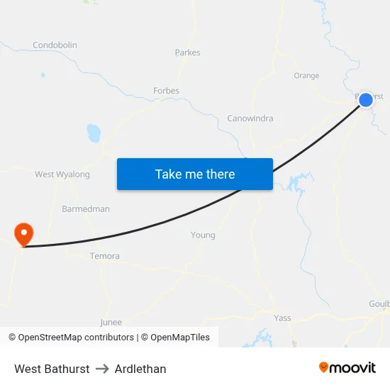 West Bathurst to Ardlethan map