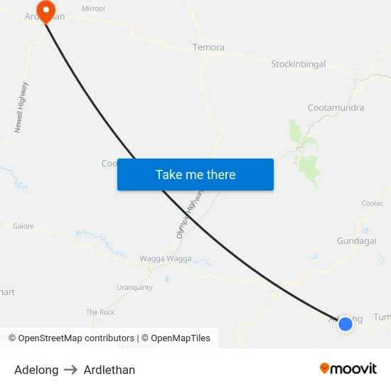 Adelong to Ardlethan map