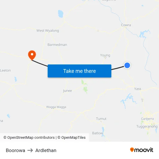 Boorowa to Ardlethan map