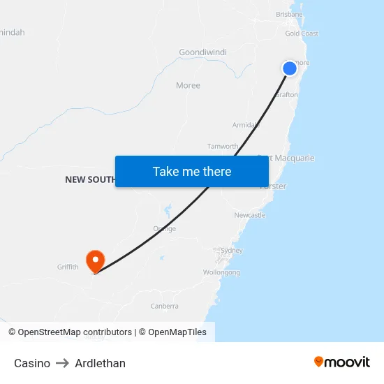 Casino to Ardlethan map