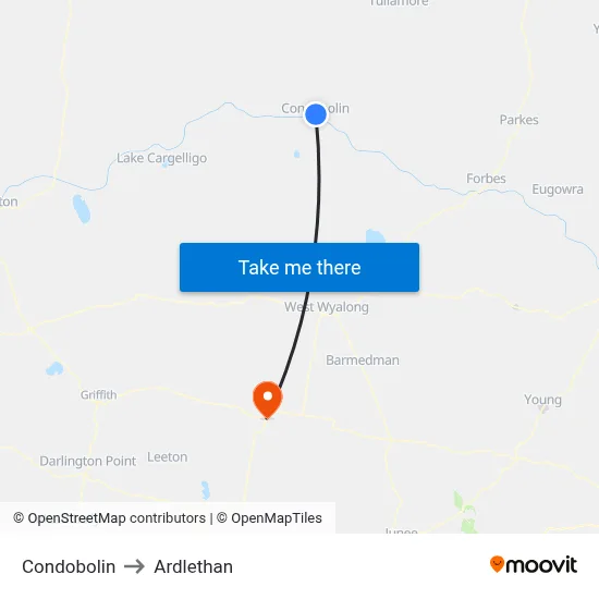 Condobolin to Ardlethan map