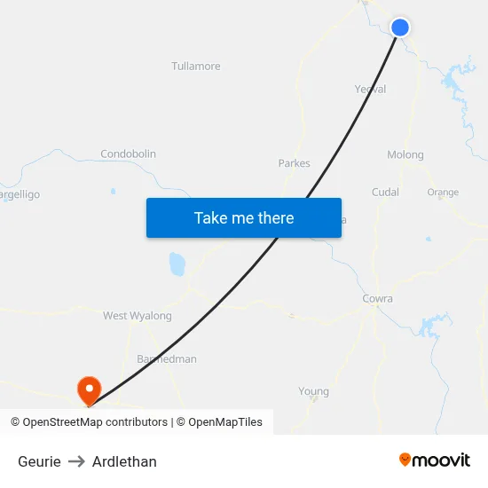 Geurie to Ardlethan map