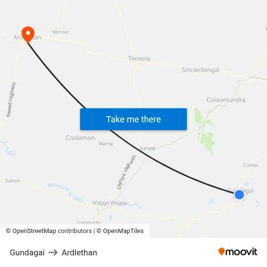 Gundagai to Ardlethan map