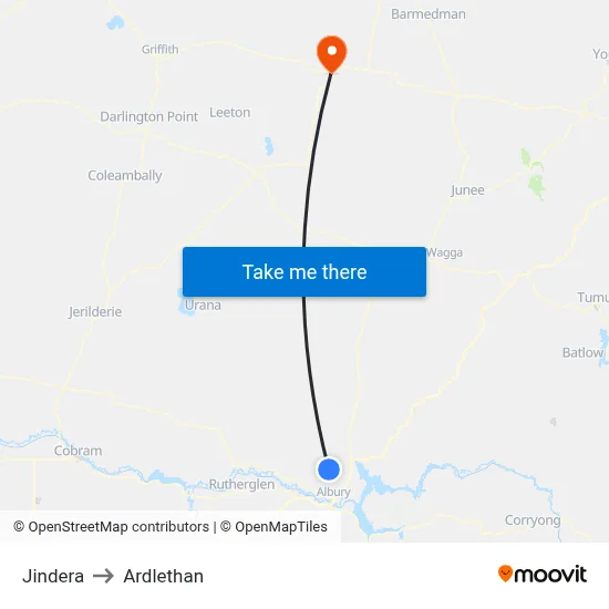 Jindera to Ardlethan map