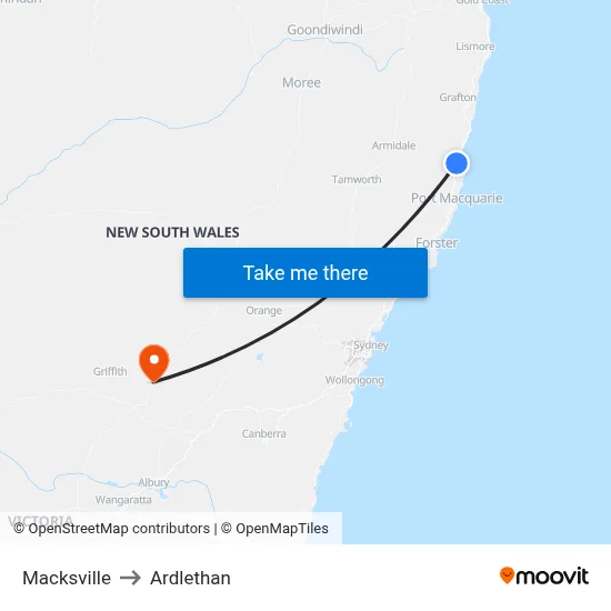 Macksville to Ardlethan map